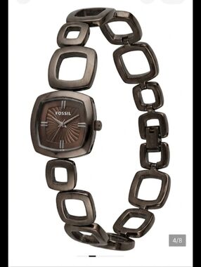 Fossil Women's Geometric Square Design Stainless Steel Watch Water Resistance